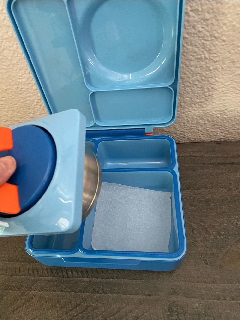 Omie Blue Meal Box with Orange Accents - Durable Food Storage